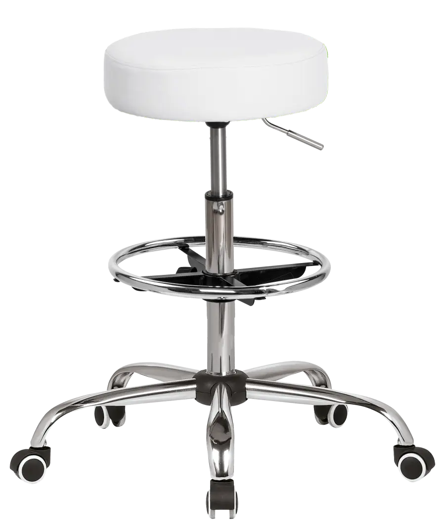 LZ 21SP EXT židle lékařská, HR sedák, kříž chrom, kruh pro nohy, ekokůže bílá